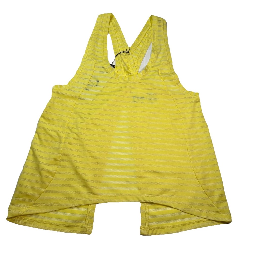 ZYia Workout Tank Top Cross Back Striped Athletic Sleeveless Yellow Size XS NWT‎